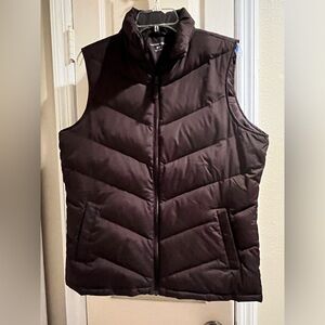 Lands End Women’s Tall Down Vest 10 Dark Mahogany